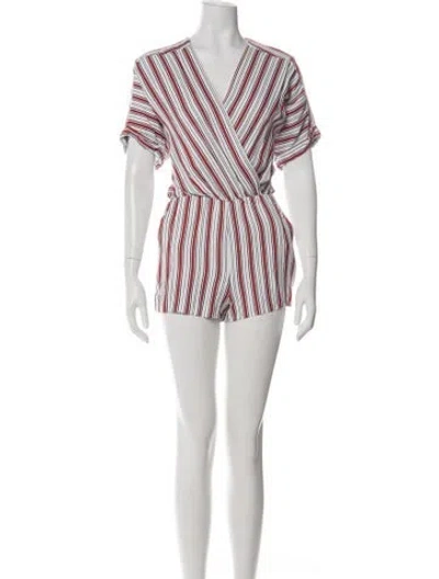 Pre-owned Maje Striped V-neck Romper In Green