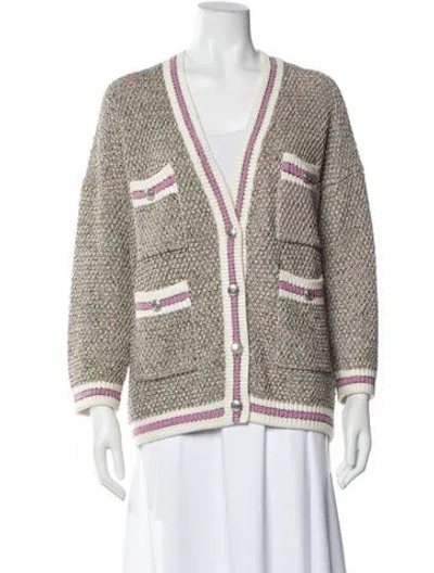 Pre-owned Maje Striped V-neck Sweater