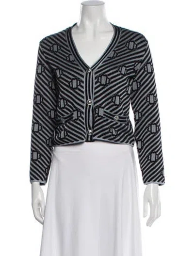 Pre-owned Maje Striped V-neck Sweater