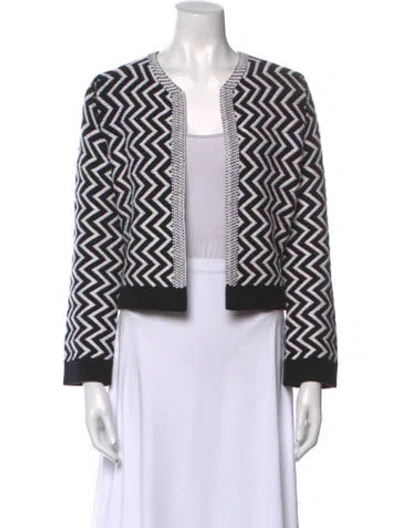 Pre-owned Maje Striped V-neck Sweater In Black