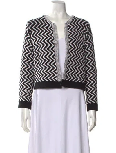 Pre-owned Maje Striped V-neck Sweater In Black