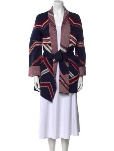 Pre-owned Maje Striped V-neck Sweater In Blue