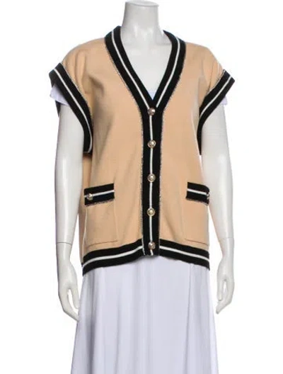 Pre-owned Maje Striped V-neck Sweater In Blue