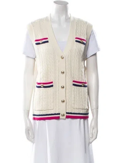 Pre-owned Maje Striped V-neck Sweater In Neutral