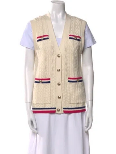 Pre-owned Maje Striped V-neck Sweater In Neutral