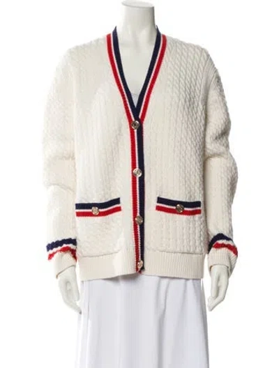 Pre-owned Maje Striped V-neck Sweater In Neutral