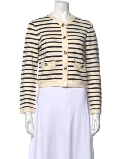 Pre-owned Maje Striped V-neck Sweater In Neutrals