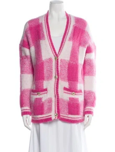 Pre-owned Maje Striped V-neck Sweater In Pink