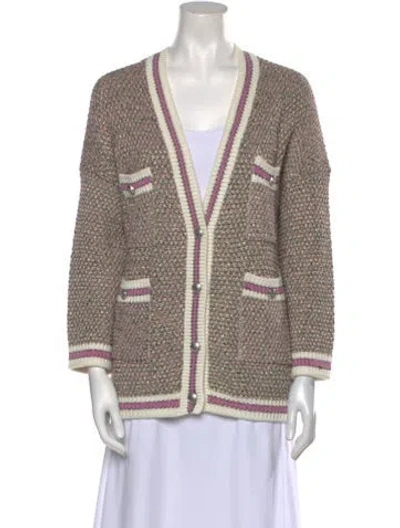 Pre-owned Maje Striped V-neck Sweater In Purple