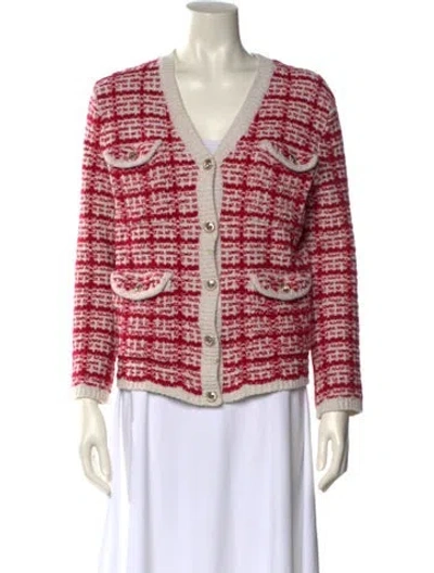 Pre-owned Maje Striped V-neck Sweater In Red