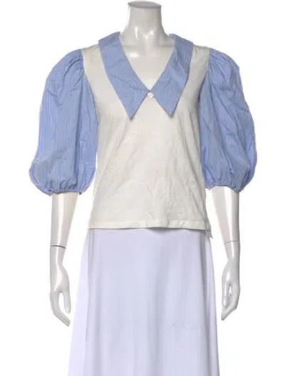 Pre-owned Maje Striped V-neck Top In Neutral