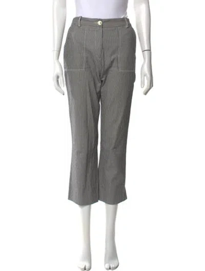 Pre-owned Maje Striped Wide Leg Pants In Black
