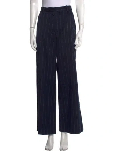 Pre-owned Maje Striped Wide Leg Pants In Blue