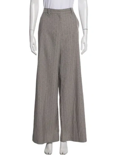 Pre-owned Maje Striped Wide Leg Pants In Gray