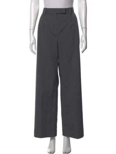 Pre-owned Maje Striped Wide Leg Pants In Gray