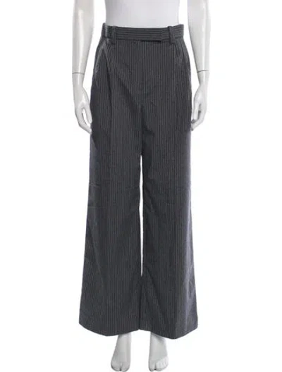 Pre-owned Maje Striped Wide Leg Pants In Grey
