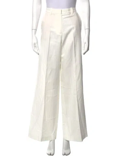 Pre-owned Maje Striped Wide Leg Pants In White