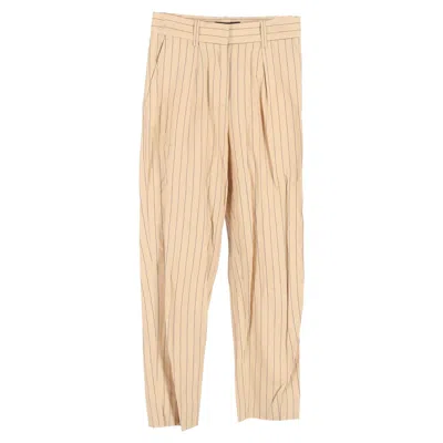 Maje Striped Wide-leg Trousers In Nude Cotton In Black