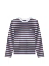 Maje Striped-pattern Long-sleeve T-shirt In Blue