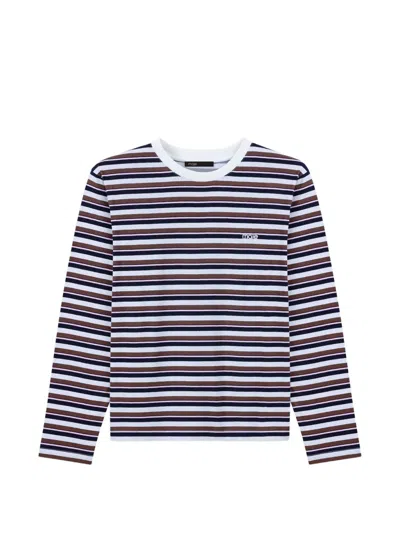 Maje Striped-pattern Long-sleeve T-shirt In Blue