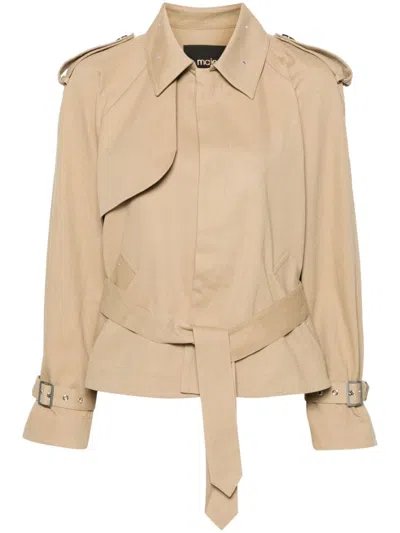 Maje Stud-embellished Military Jacket In Neutrals