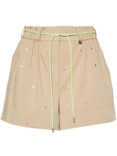 Maje Stud-embellished Pleated Shorts In Neutral