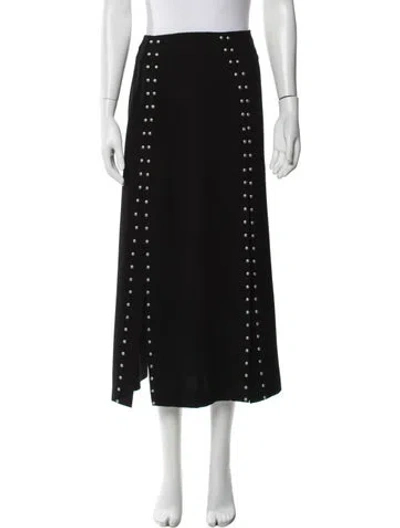 Pre-owned Maje Studded Accents Midi Length Skirt In Black