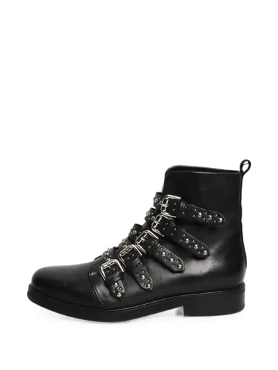 Pre-owned Maje Studded Buckle Ankle Boots In Black