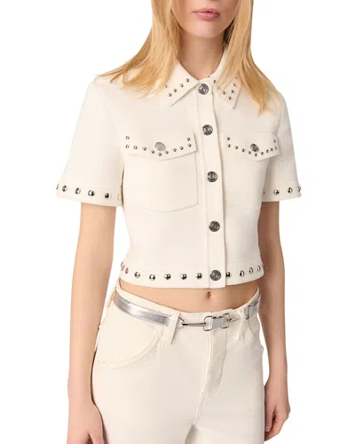 MAJE STUDDED CROPPED CARDIGAN