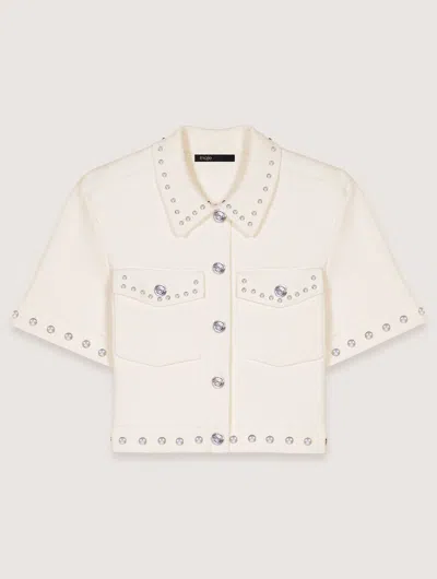 MAJE STUDDED CROPPED CARDIGAN