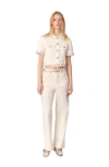 Maje Moboy Studded Cropped Cardigan In Ecru