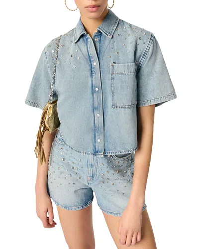 MAJE STUDDED DENIM SHIRT