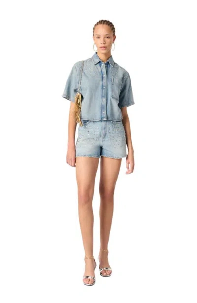 MAJE MAJE STUDDED DENIM SHIRT