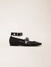 Maje Patent-leather Ballerina Shoes In Noir