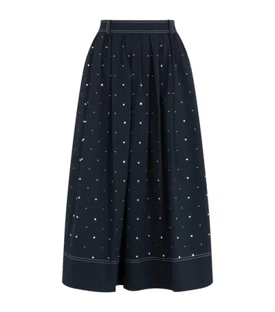 Maje Studded Midi Skirt In Blue