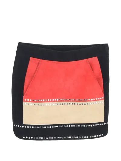 Pre-owned Maje Stud-embellished Mini Skirt In Black