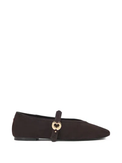 Maje Suede Ballet Flats In Brown