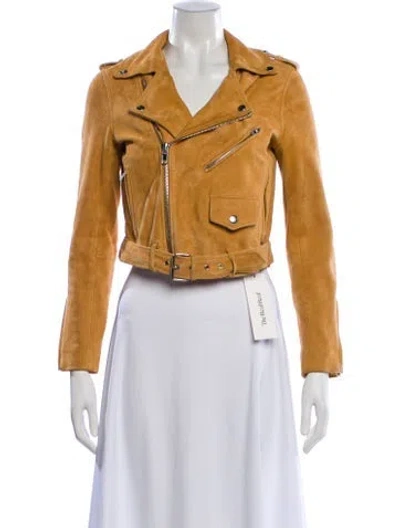 Pre-owned Maje Suede Biker Jacket In Brown