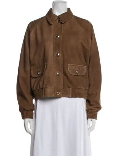 Pre-owned Maje Suede Bomber Jacket In Brown