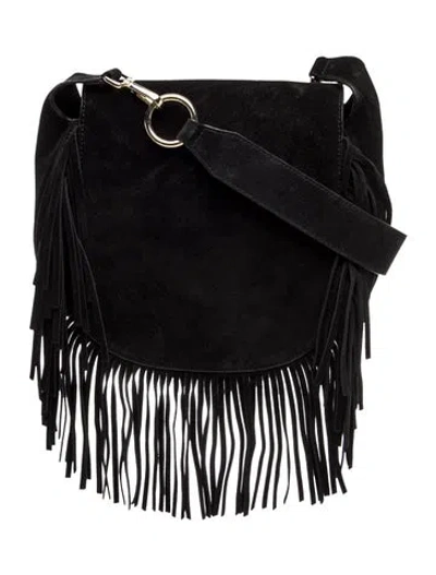 Pre-owned Maje Suede Bucket Bag In Black