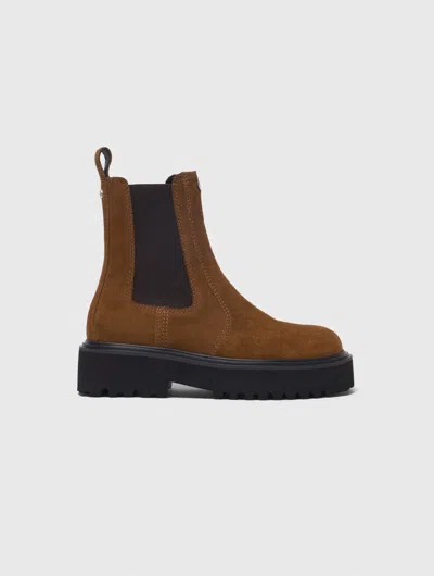 Maje Suede Chelsea Boots In Multi