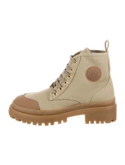 Pre-owned Maje Suede Colorblock Pattern Combat Boots In Neutral