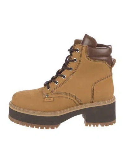 Pre-owned Maje Suede Combat Boots In Brown