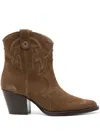 Maje Suede Cowboy Boots In Brown