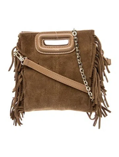 Pre-owned Maje Suede Crossbody Bag In Neutral