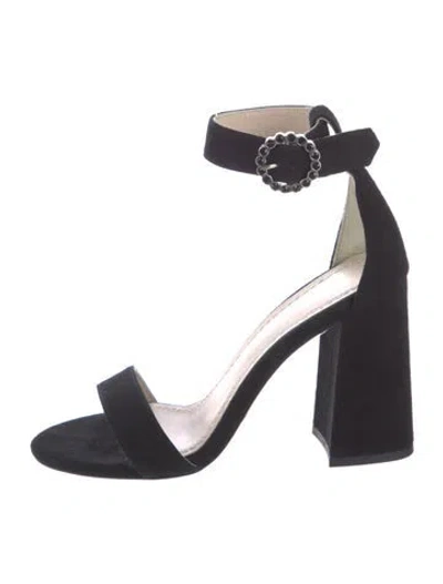 Pre-owned Maje Suede Crystal Embellishments Sandals In Black