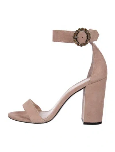 Pre-owned Maje Suede Crystal Embellishments Sandals In Pink