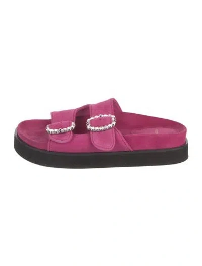 Pre-owned Maje Suede Crystal Embellishments Slides In Pink