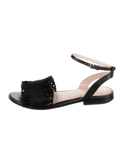 Pre-owned Maje Suede Lasercut Accents Slingback Flats In Black