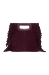 Maje Suede M Bag In Eggplant